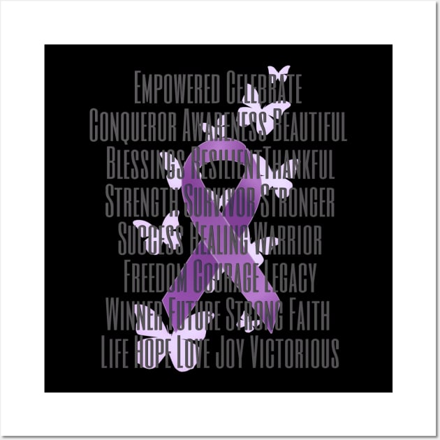 Purple Awareness Ribbon with Encouraging Words Wall Art by AlondraHanley